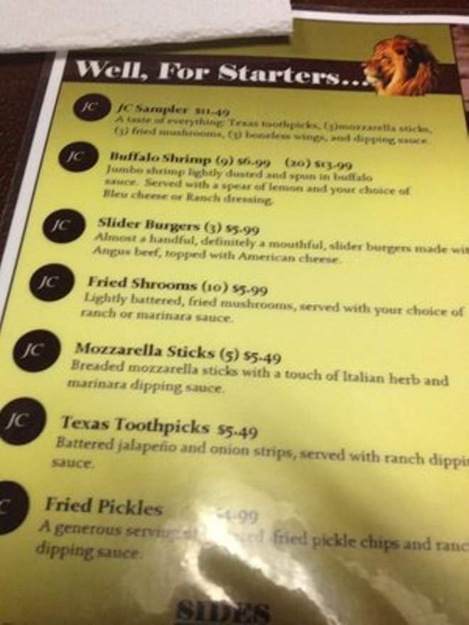 Menu of JC Wing Company in La Feria, TX 78559