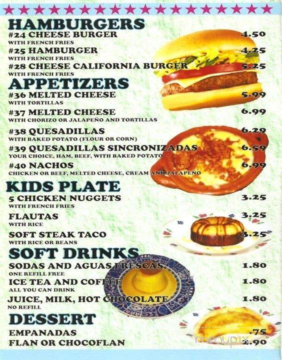 Menu of El Chaparral Cafe in El Paso, TX 79925