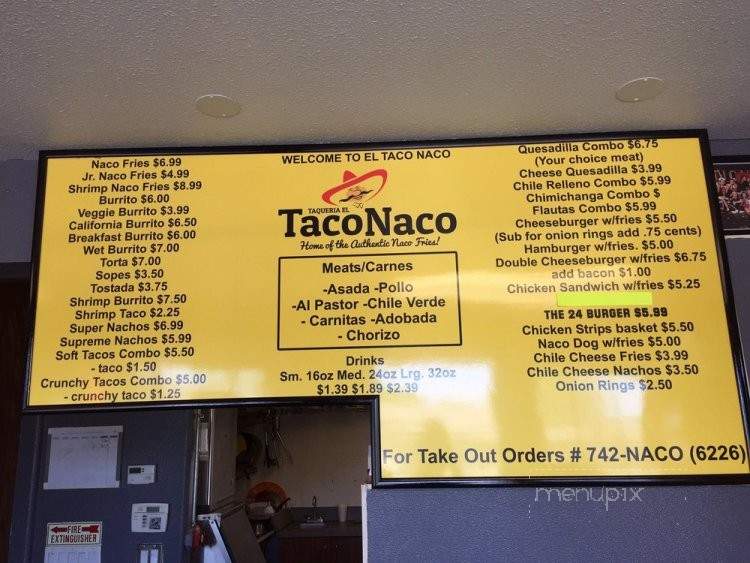 Online Menu of El Taco Naco, Olivehurst, CA