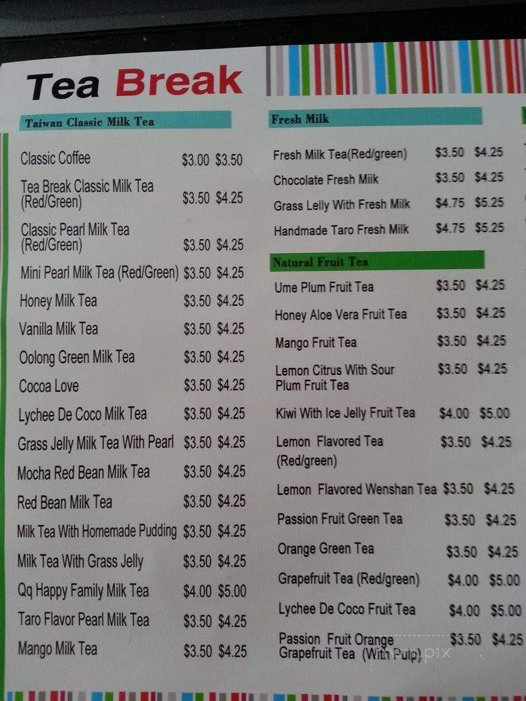 break cafe menu