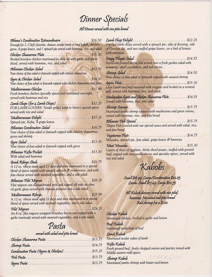 Menu of Athena of Monroe in Monroe, LA 71203