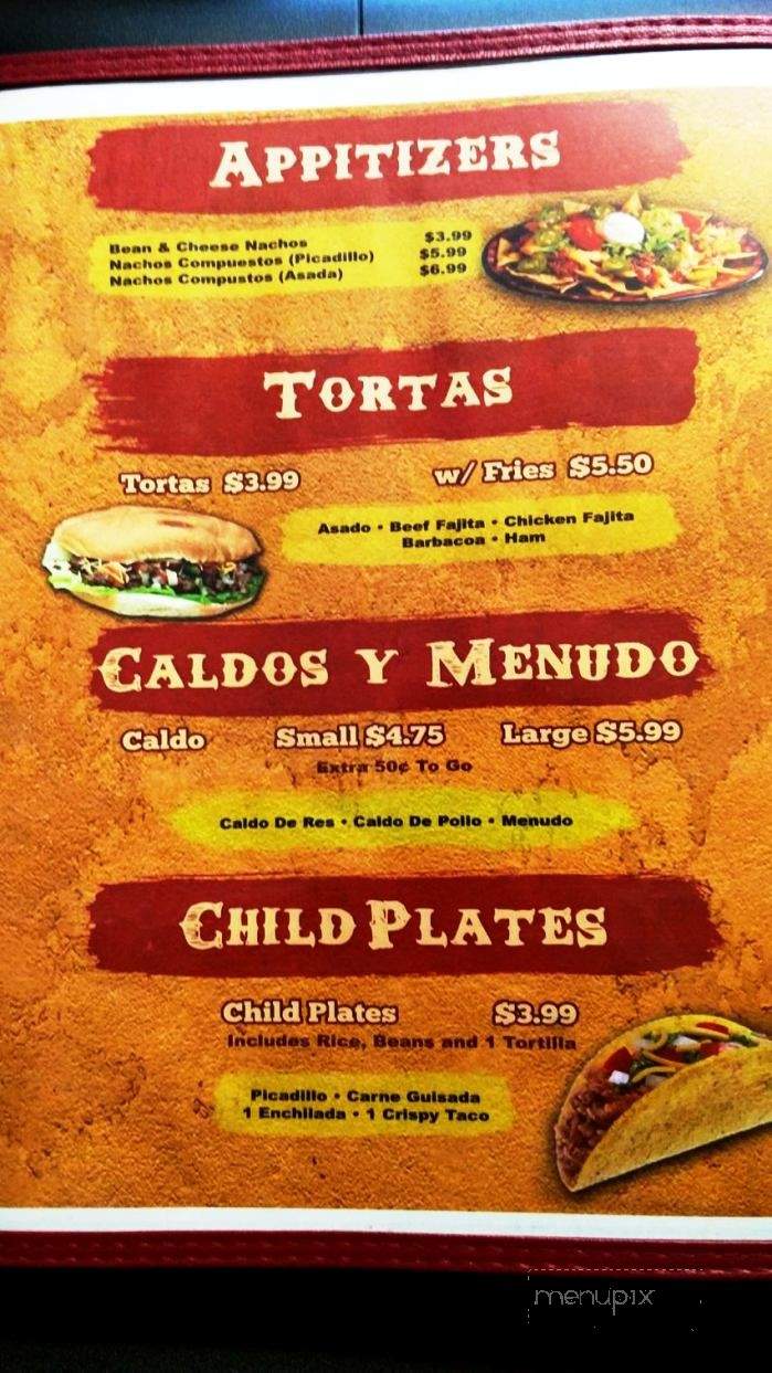 Menu of Restaurante La Morenita in San Antonio, TX 78210