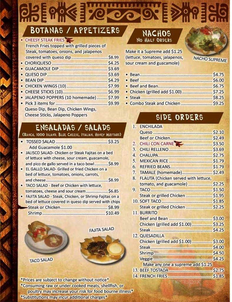 Menu of Javier's Mexican Cantina and Grill in Marianna, FL 32446