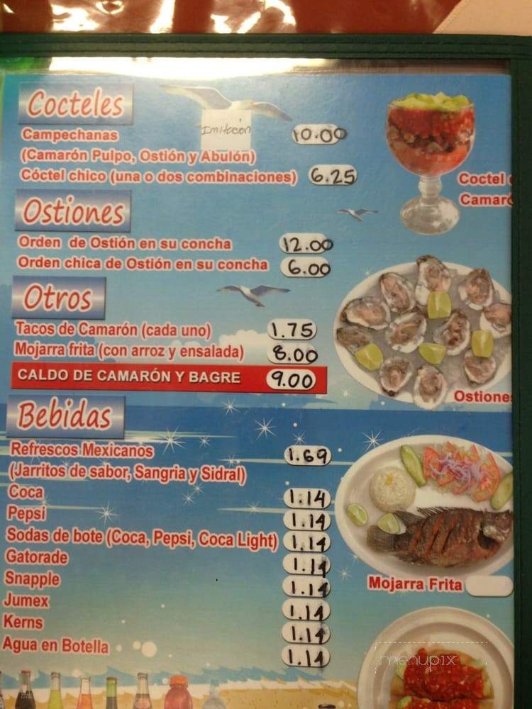 Menu of Mariscos 4 Vientos in Los Angeles, CA 90023