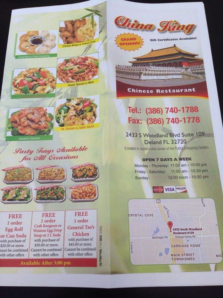 Menu of China King in DeLand, FL 32720