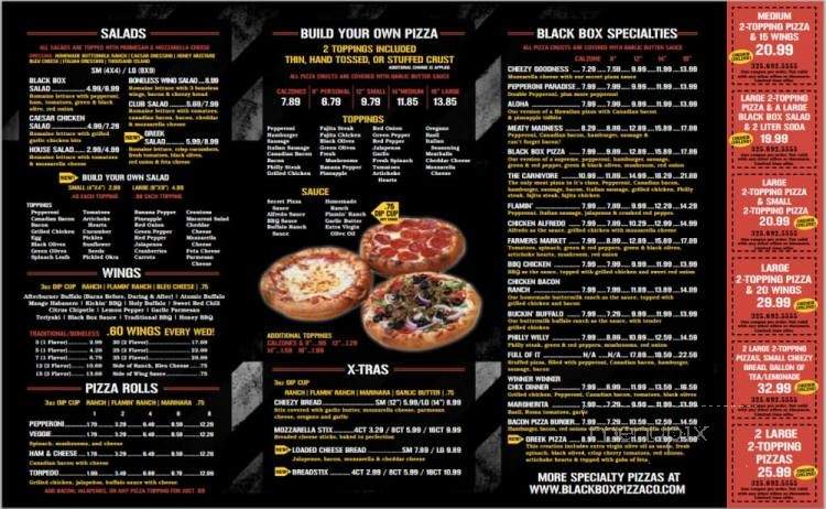Menu of Black Box Pizza in Abilene, TX 79606