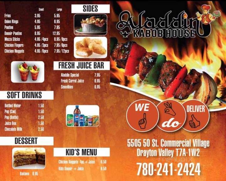 Menu of Aladdin Kabob House in Drayton Valley, AB T7A 1W2