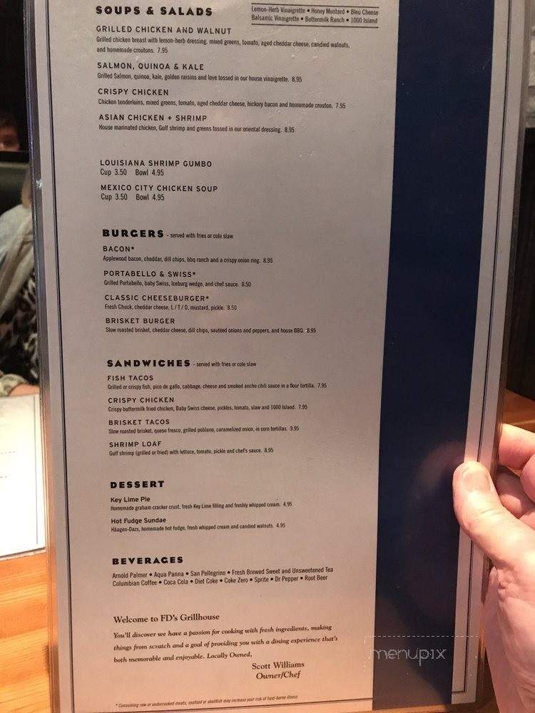 Menu of FD's Grill House in Tyler, TX 75703