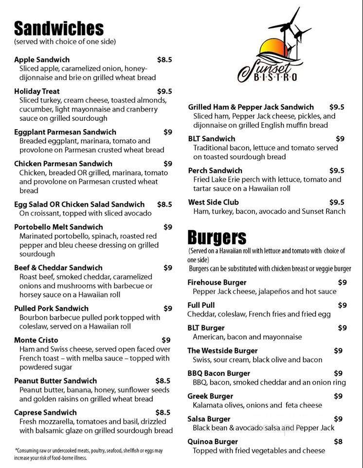 Online Menu of Sunset Bistro, Bowling Green, OH