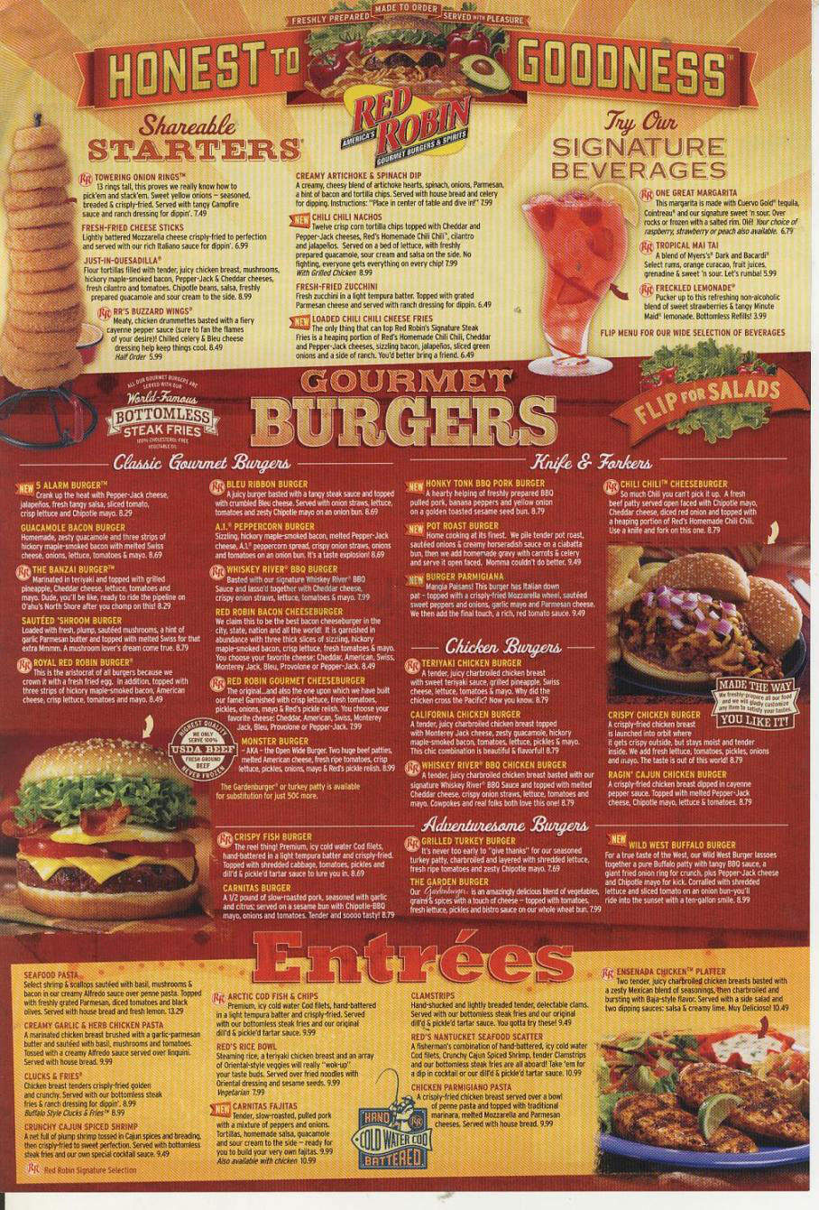 Menu of Red Robin Gourmet Burgers in Madison, WI 53704