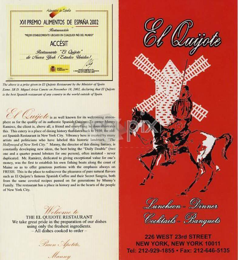 Menu of El Quijote in New York, NY 10011