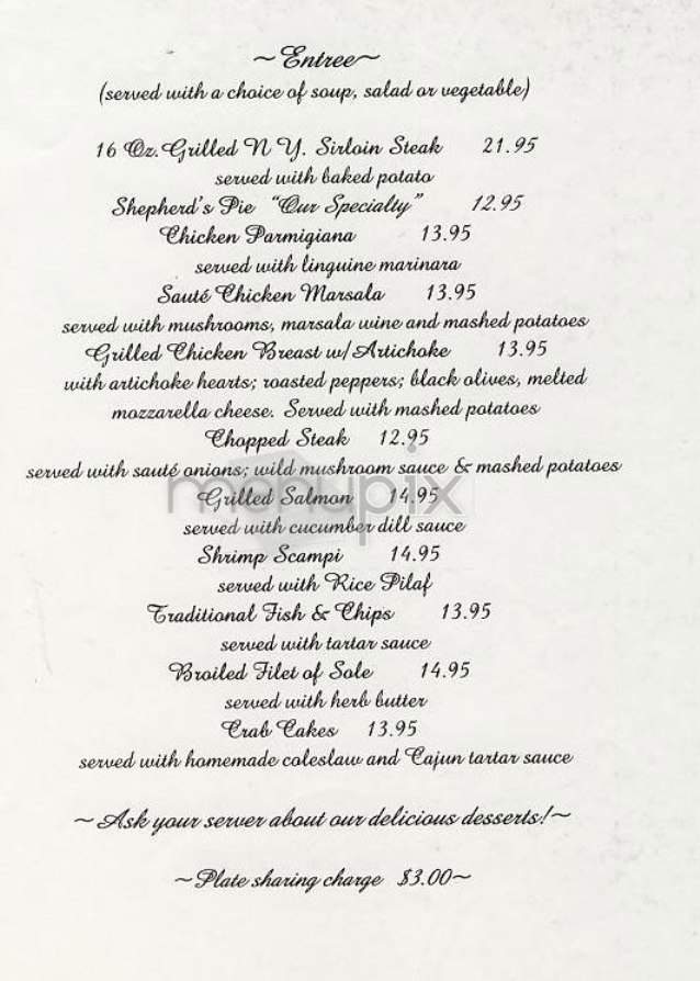 Menu Of O Reilly S Pub In New York Ny