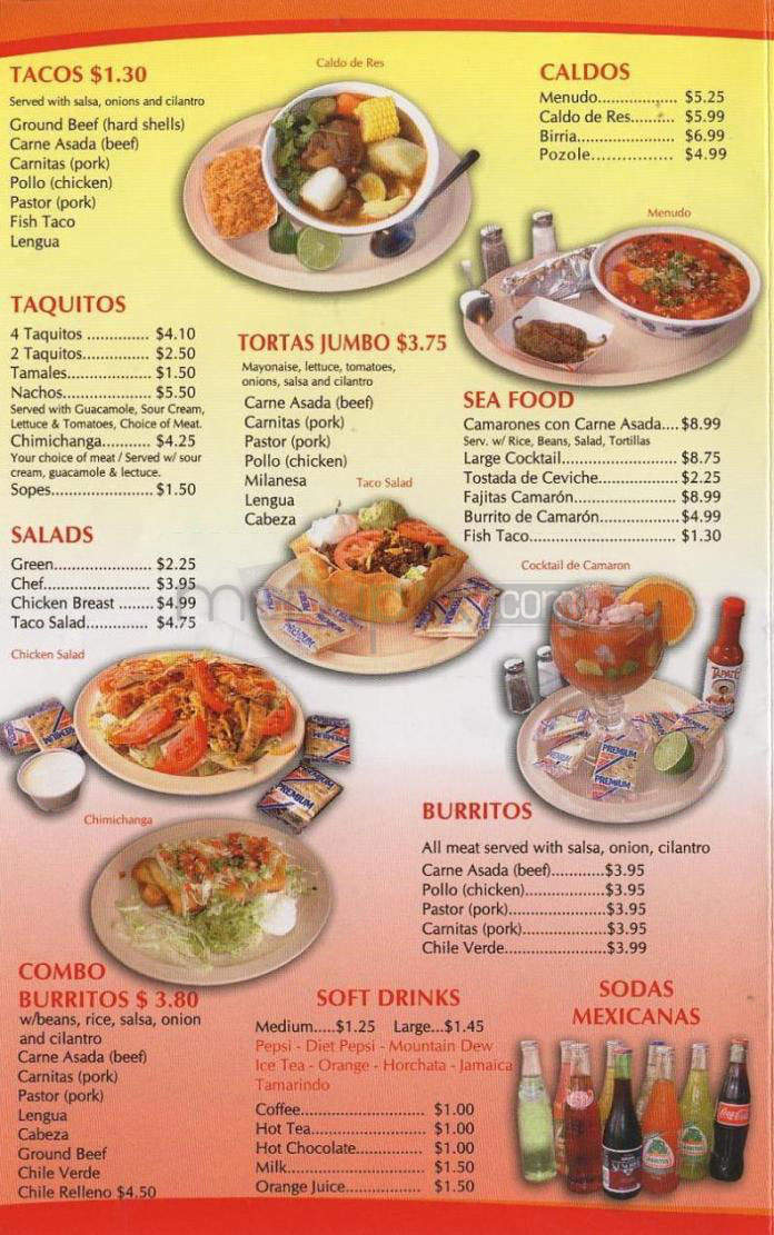 Menu of Don Pedro Mexican Restaurant in Vancouver, WA 98665
