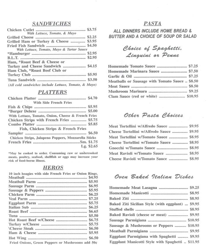 Menu of Bella Roma Restaurant & Pizza in Dickson City, PA 18519